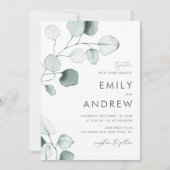 Minimale Waterverf Eucalyptus Leaves Wedding Kaart (Voorkant)