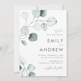 Minimale Waterverf Eucalyptus Leaves Wedding Kaart