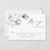 Minimale Waterverf Eucalyptus Leaves Wedding RSVP Kaartje (Voorkant)