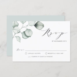 Minimale Waterverf Eucalyptus Leaves Wedding RSVP Kaartje