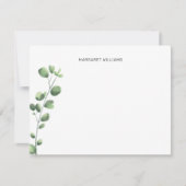 Minimale Waterverf Eucalyptus Monogrammen Bedankkaart (Voorkant)