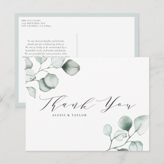 Minimale Waterverf Eucalyptusbladeren Hartelijk da Briefkaart (Voorkant / Achterkant)