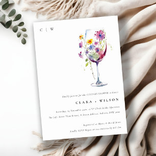 Minimale Waterverf Flora Wijnglas Coupler Douche Kaart