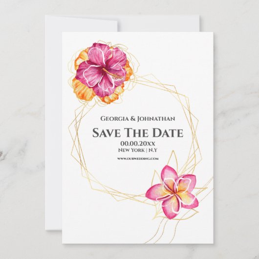 Minimale waterverf floraal Hawaiian tropisch  Save The Date (Voorkant)