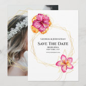 Minimale waterverf floraal Hawaiian tropisch  Save The Date (Voorkant / Achterkant)
