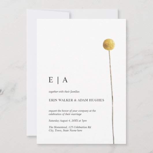 Minimale Waterverf Floral Stem Yellow Simple Kaart (Voorkant)