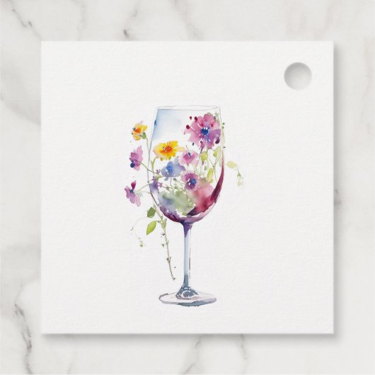Minimale Waterverf Floral Wijnglas Wedding Bedankjes Labels (Achterkant)