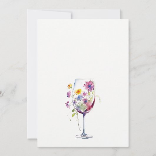 Minimale Waterverf Floral Wijnglas Wedding Bedankkaart (Achterkant)