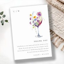 Minimale Waterverf Floral Wijnglas Wedding