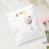 Minimale Waterverf Floral Wijnglas Wedding Bedankzakje (Gezegeld)