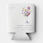 Minimale Waterverf Floral Wijnglas Wedding Blikjeskoeler (Achterkant)