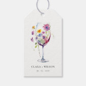 Minimale Waterverf Floral Wijnglas Wedding Cadeaulabel (Voorkant)