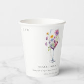 Minimale Waterverf Floral Wijnglas Wedding Papieren Bekers (Achterkant)