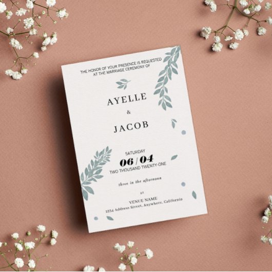 Minimale Waterverf Foliage Custom Wedding Guest Kaart