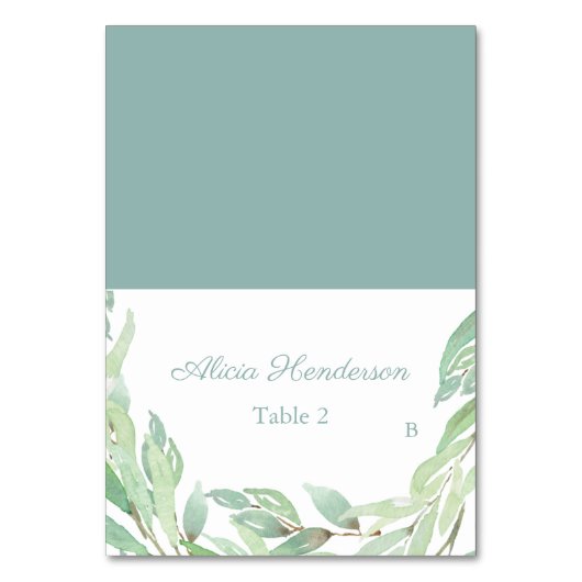 Minimale Waterverf Greenery Baptism Place Card Kaart (Voorkant)