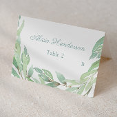 Minimale Waterverf Greenery Baptism Place Card Kaart