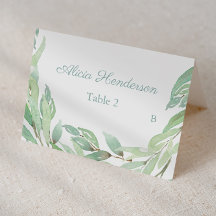 Minimale Waterverf Greenery Baptism Place Card