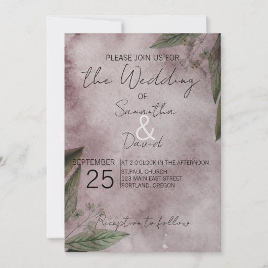 Minimale Waterverf Greenery Botanical Wedding Kaart (Voorkant)