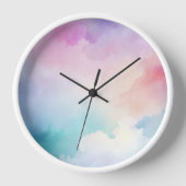 Minimale Waterverf grote klok met hout (Voorkant)