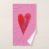 Minimale waterverf hart bad handdoek (Handdoek)