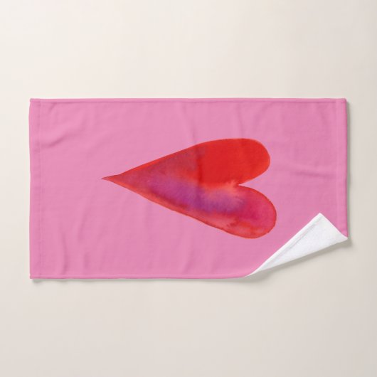 Minimale waterverf hart bad handdoek (Handdoek)