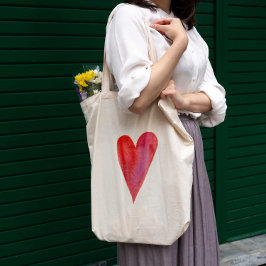 Minimale waterverf hart tote bag
