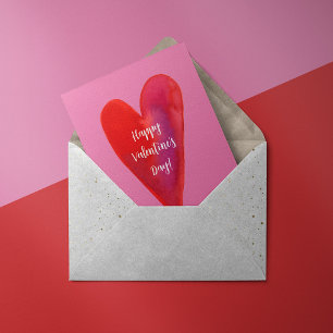 Minimale waterverf hartslag valentijn feestdagenkaart
