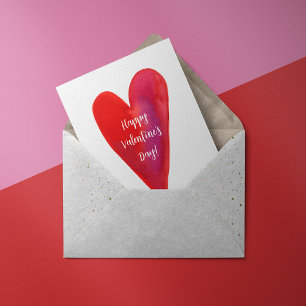 Minimale waterverf hartslag valentijn feestdagenkaart