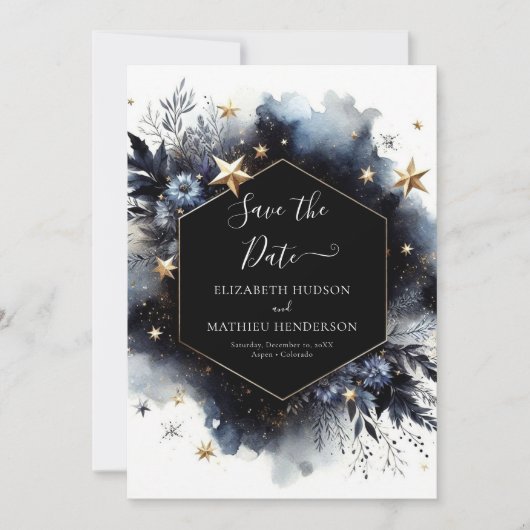 Minimale Waterverf hemelse bruiloft Save The Date (Voorkant)