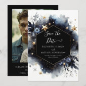 Minimale Waterverf hemelse bruiloft Save The Date (Voorkant / Achterkant)