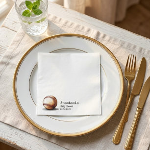 Minimale Waterverf Honkbal Baby Shower Servet