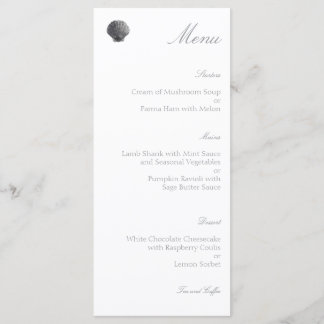 Minimale Waterverf Houtskool Schelp Trouwmenu Menu