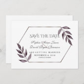 Minimale Waterverf Ink Foliage Diamond Weddenschap Save The Date (Voorkant / Achterkant)