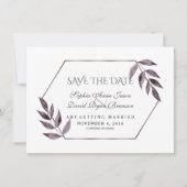 Minimale Waterverf Ink Foliage Diamond Weddenschap Save The Date (Voorkant)