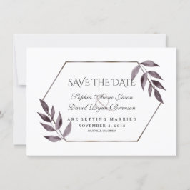 Minimale Waterverf Ink Foliage Diamond Weddenschap Save The Date