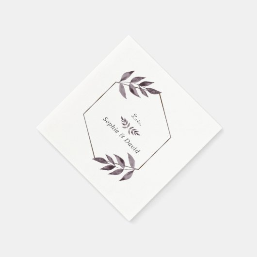 Minimale Waterverf Ink Foliage Diamond Weddenschap Servet (Hoek)