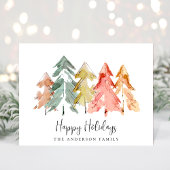 Minimale Waterverf kerstbomen Feestdagenkaart