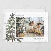 Minimale Waterverf Kerstboom Familiefoto Feestdagenkaart (Voorkant)