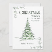 Minimale Waterverf Kerstboom Kerstwensen Feestdagenkaart (Voorkant)