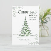 Minimale Waterverf Kerstboom Kerstwensen Feestdagenkaart (Staand voorkant)
