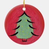 Minimale Waterverf kerstboom met zwarte lijnen Keramisch Ornament (Achterkant)