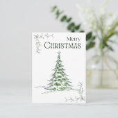Minimale Waterverf Kerstboom Vrolijk Kerstfeest Feestdagenkaart (Staand voorkant)