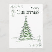 Minimale Waterverf Kerstboom Vrolijk Kerstfeest Feestdagenkaart (Voorkant)