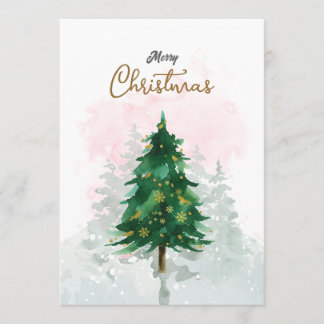 Minimale waterverf kerstkaart kaart