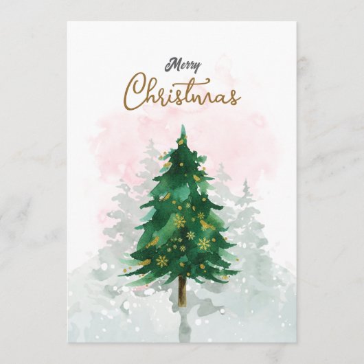 Minimale waterverf kerstkaart kaart (Voorkant)