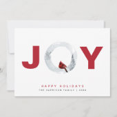 Minimale Waterverf met Joy Red Kardinaal Kerstmis Feestdagenkaart (Voorkant)