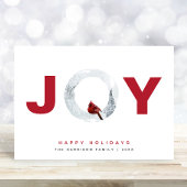 Minimale Waterverf met Joy Red Kardinaal Kerstmis Feestdagenkaart