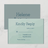 Minimale waterverf met turquoise- bruiloft rsvp kaart (Voorkant / Achterkant)