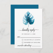 Minimale Waterverf Monstera Leaf RSVP-kaart Advieskaart (Voorkant / Achterkant)