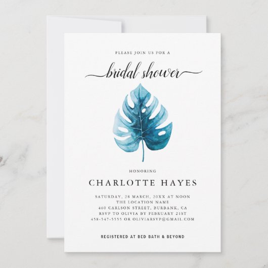 Minimale Waterverf Monstera Leaf Vrijgezellenfeest Kaart (Voorkant)